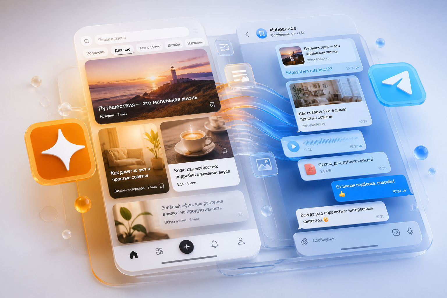 Соцсети Яндекс.Дзен и Telegram